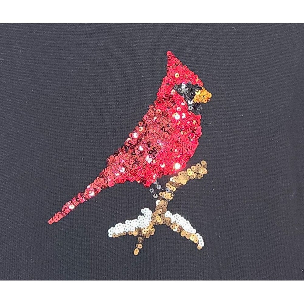 Black Knit Pullover Crewneck Sequin Cardinal Sweater S